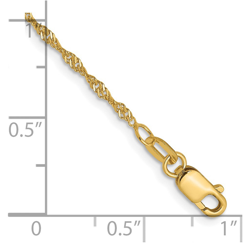 14K 1.3mm Singapore Chain Anklet