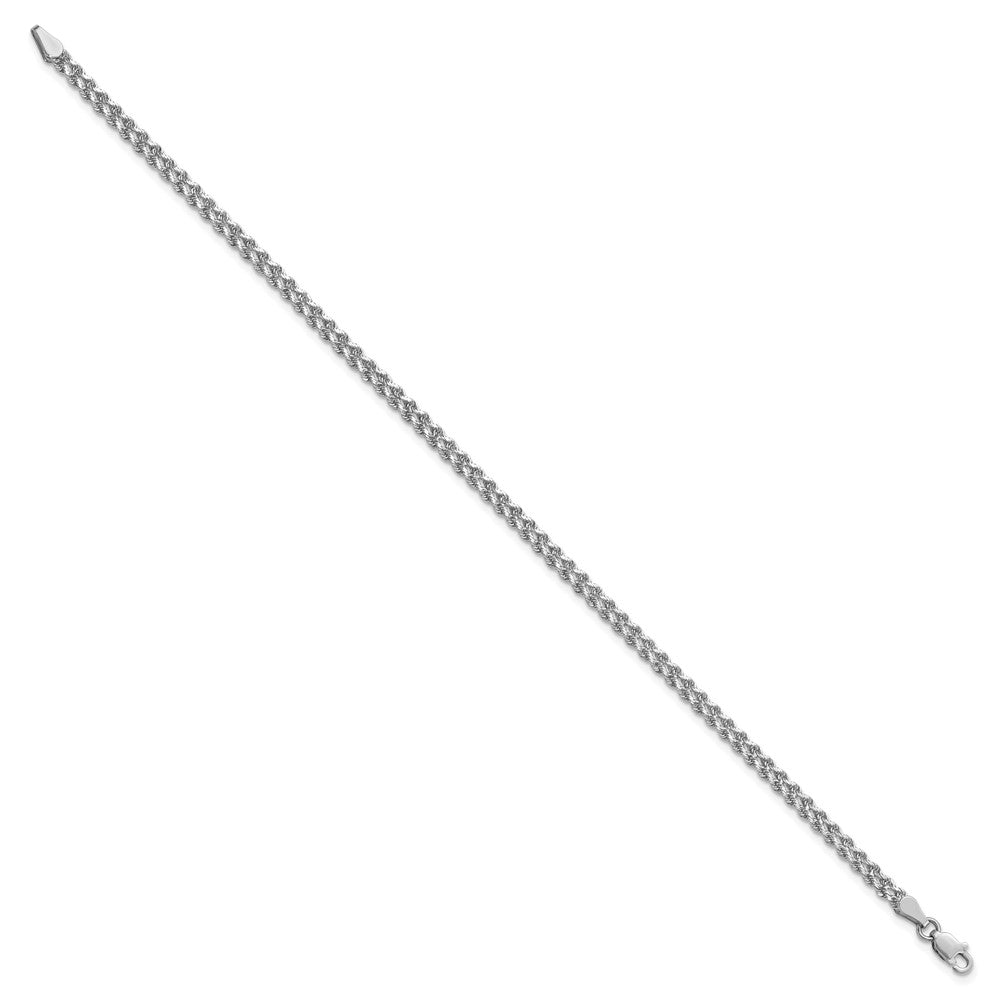 14K White Gold 3.0mm Wide Diamond-Cut Double Rope Chain