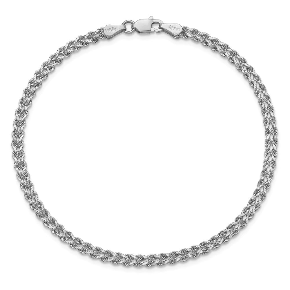 14K White Gold 3.0mm Wide Diamond-Cut Double Rope Chain