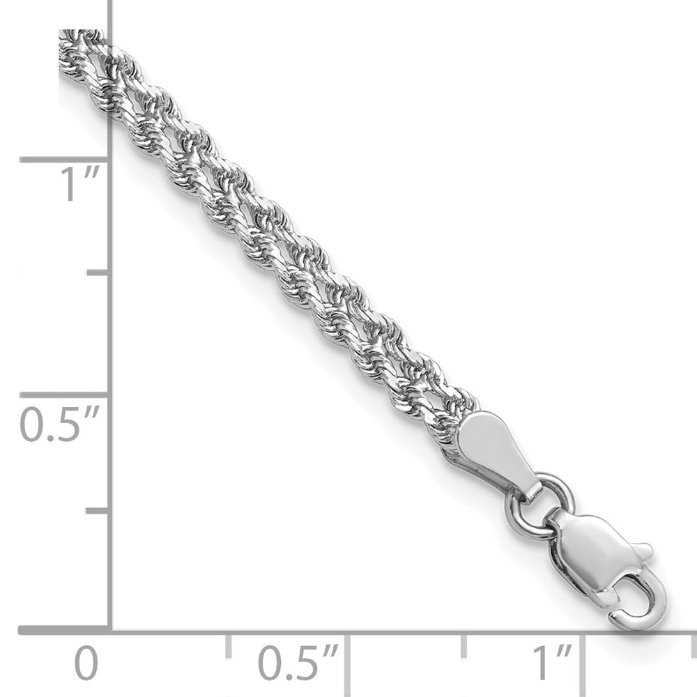 14K White Gold 3.0mm Wide Diamond-Cut Double Rope Chain