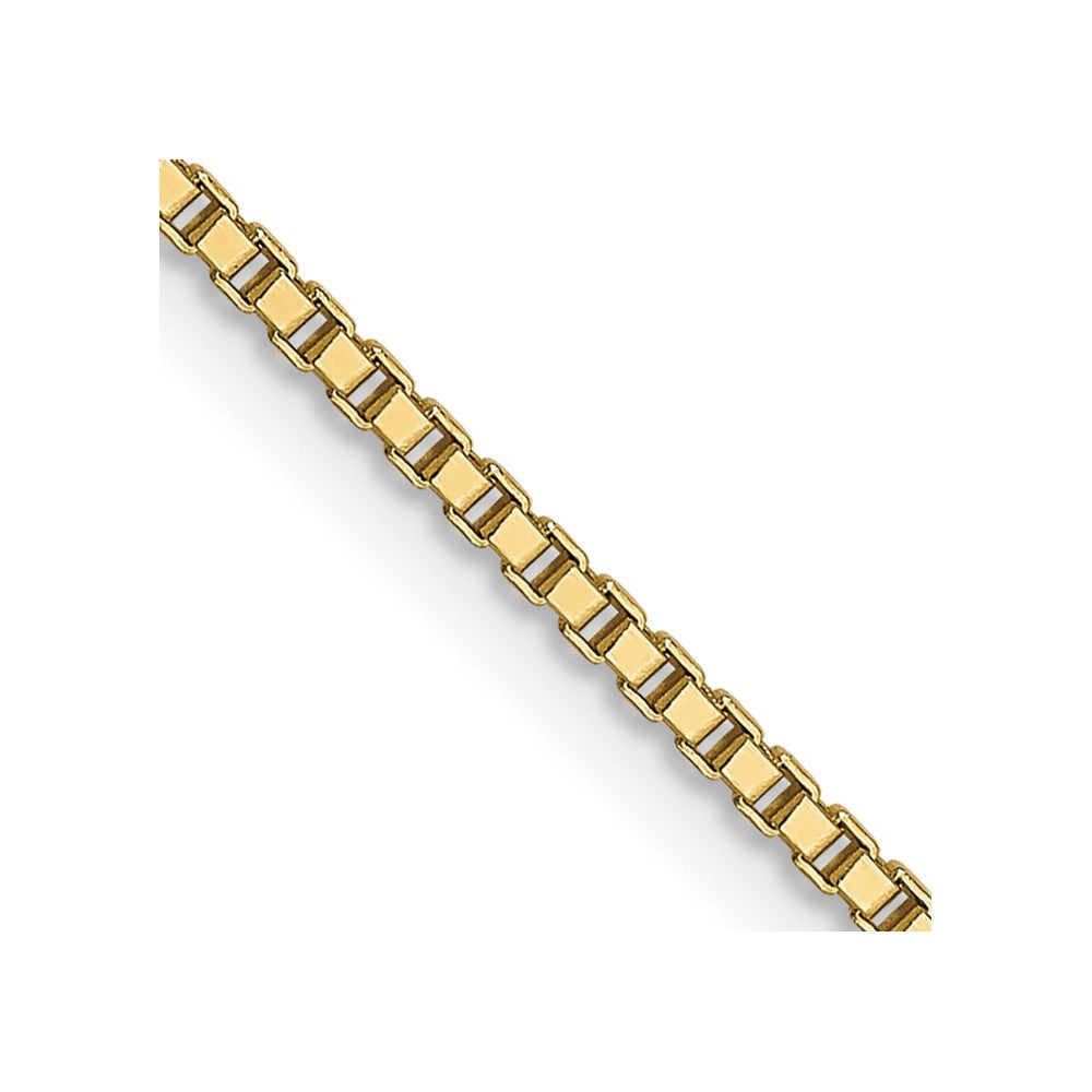 Solid;Polished;10K Yellow gold;Lobster;Box chain;16in Chain