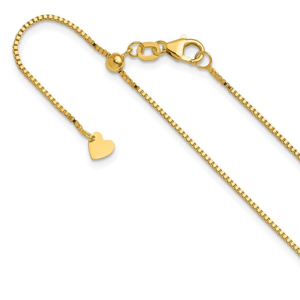 Polished;10K Yellow gold;Lobster;Box chain;Adjustable