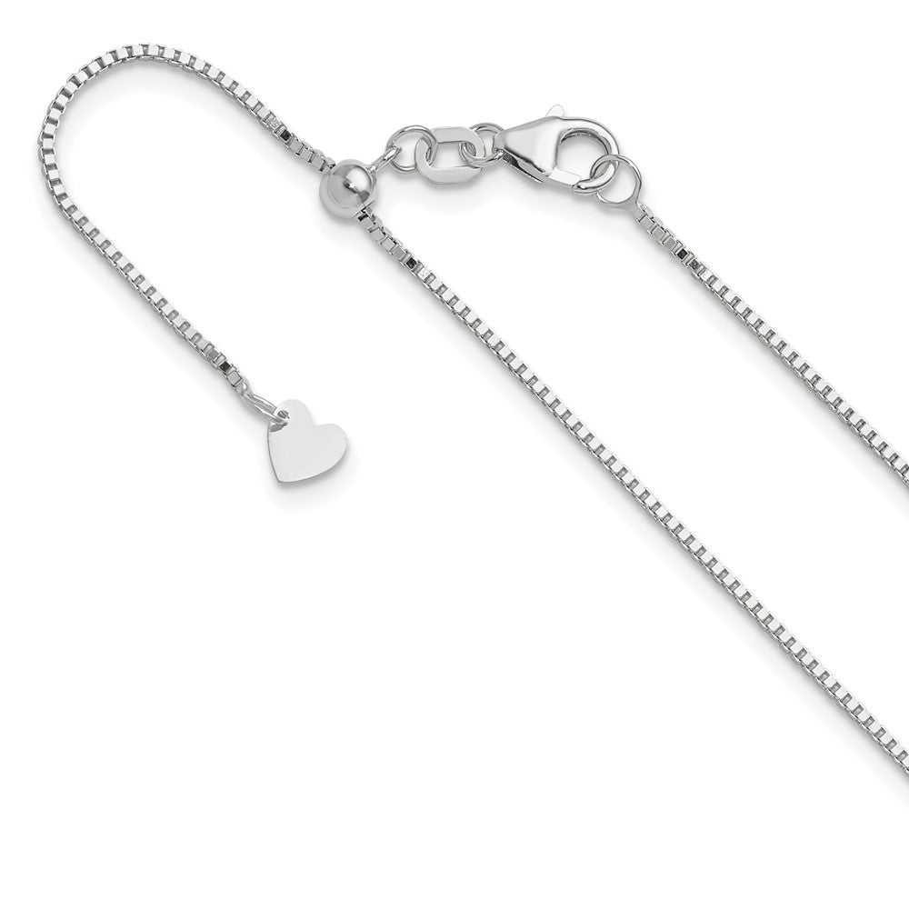 Polished;Lobster;10K White gold;Box chain;Adjustable;30in Chain