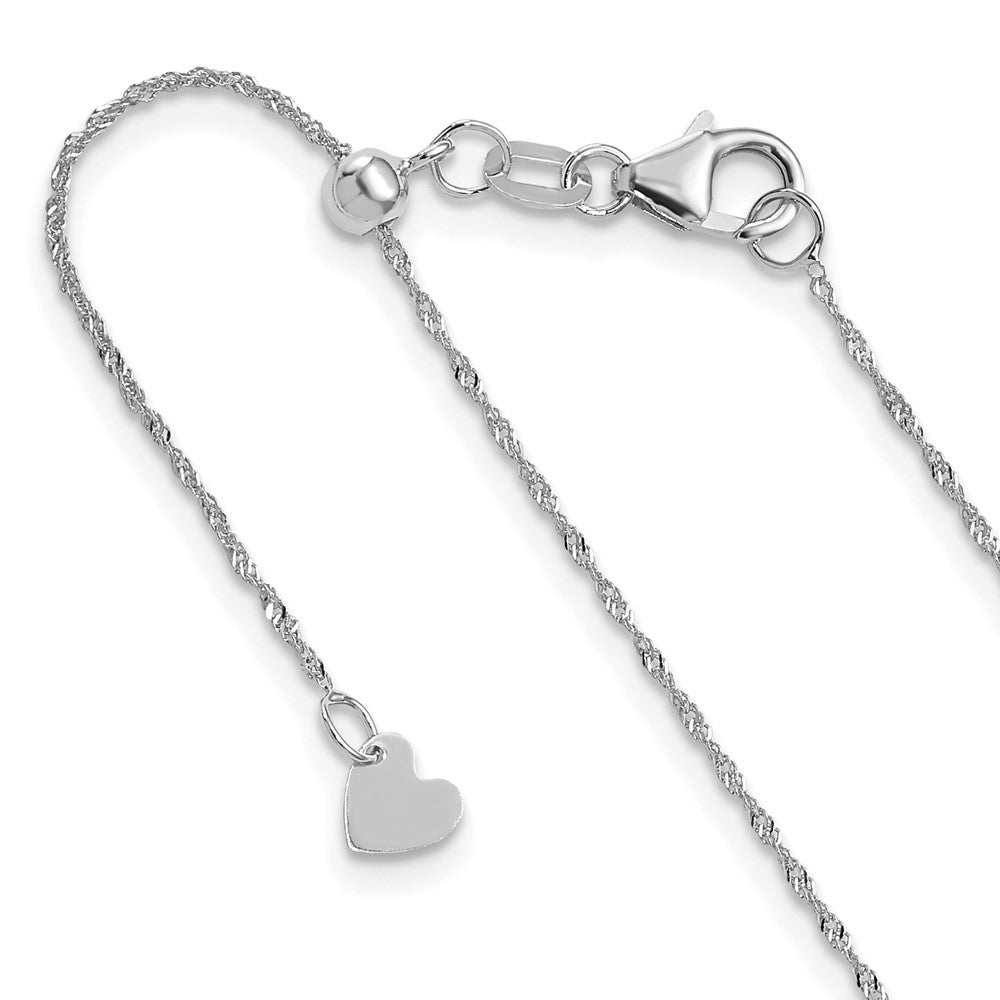 Polished;Spring Ring;10K White gold;Adjustable