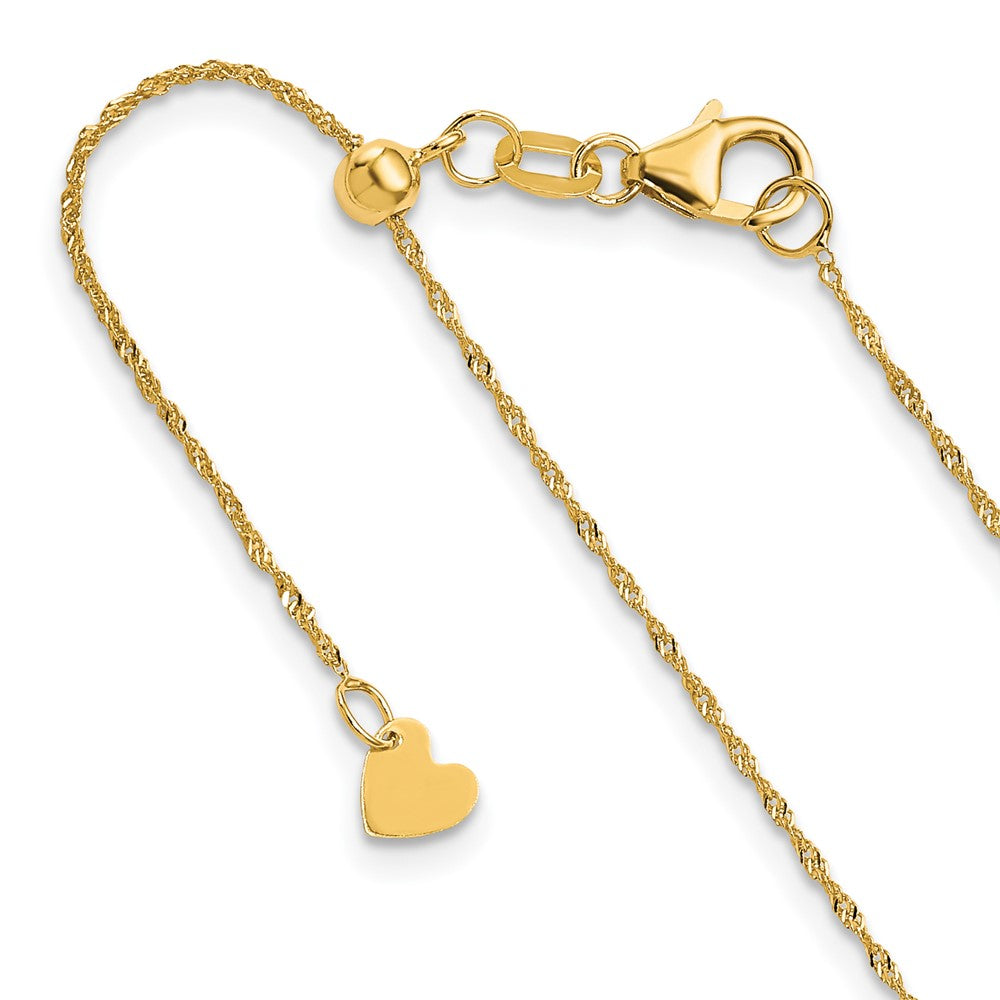 Polished;10K Yellow gold;Spring Ring;Adjustable