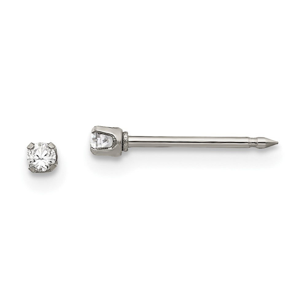 Polished;Post;CZ;Palladium-plated