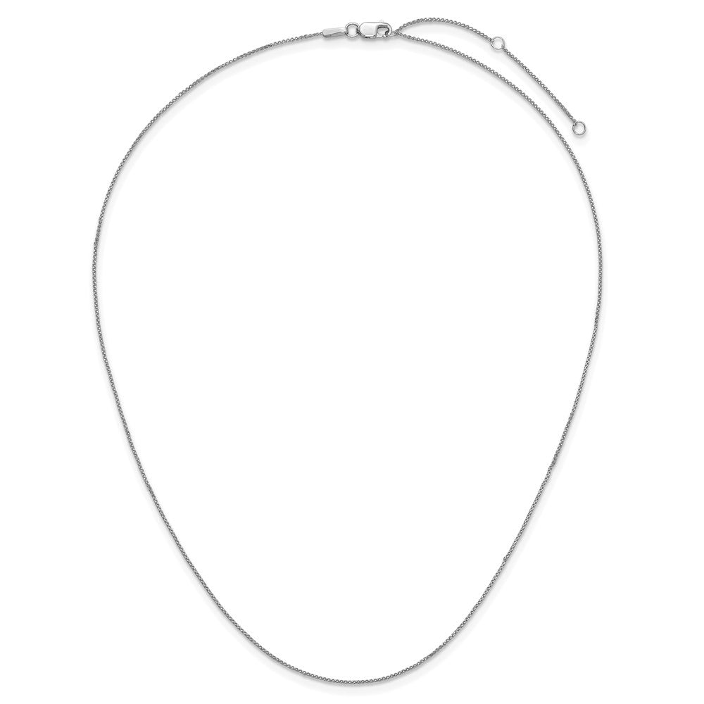 10K White Gold .65mm D/C Spiga 1in+1in Adjustable Chain