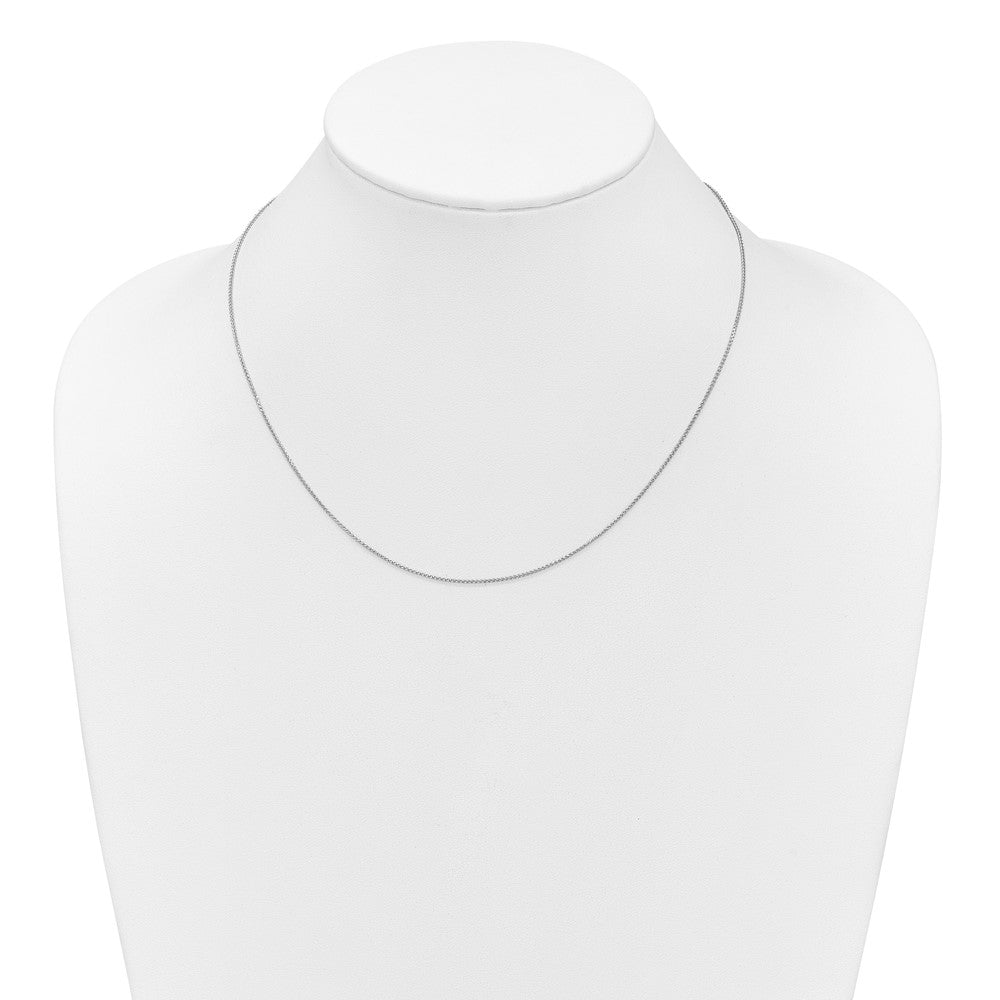 10K White Gold 1mm D/C Spiga 1in+1in Adjustable Chain