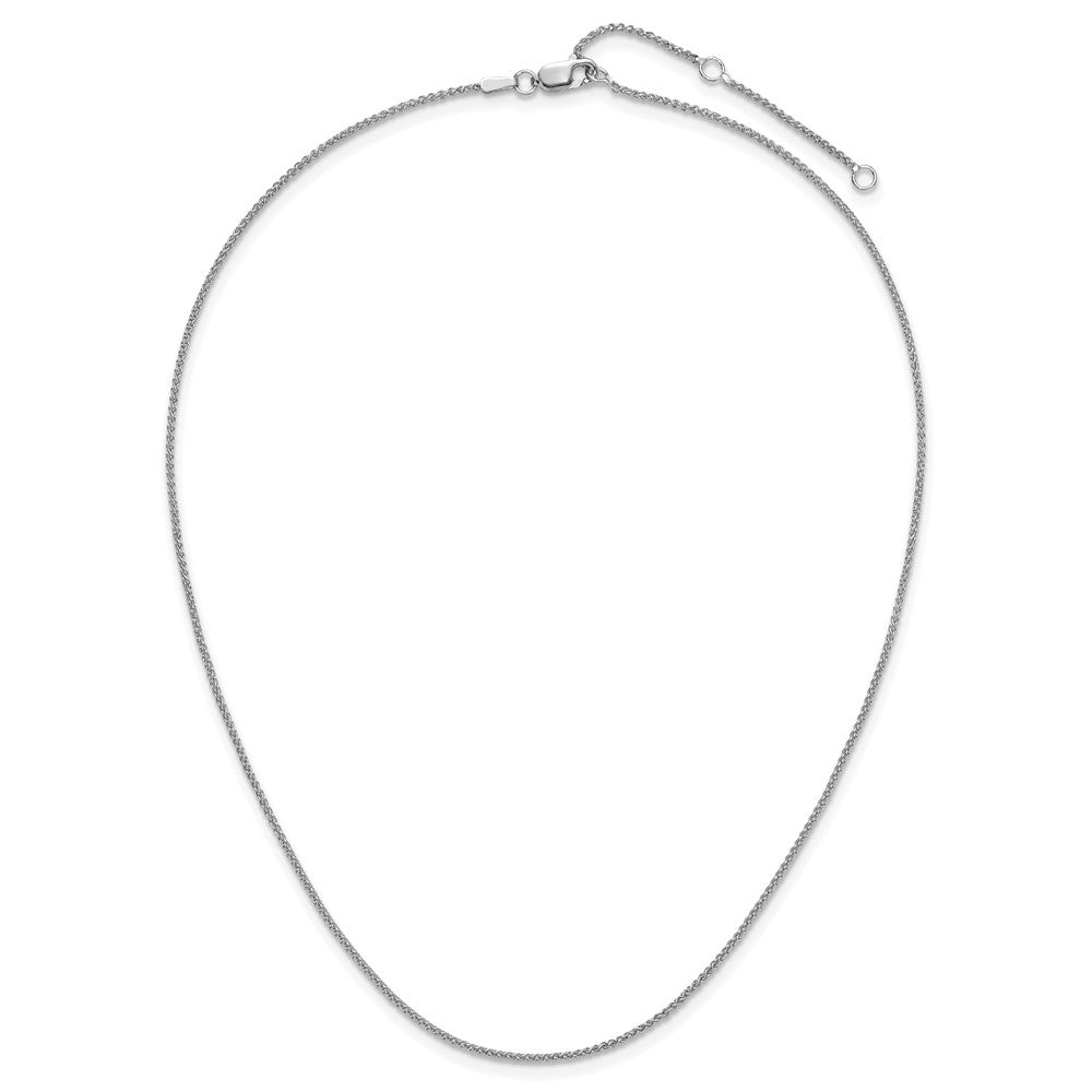 10k White Gold 1.2mm Spiga 1in+1in Adjustable Chain