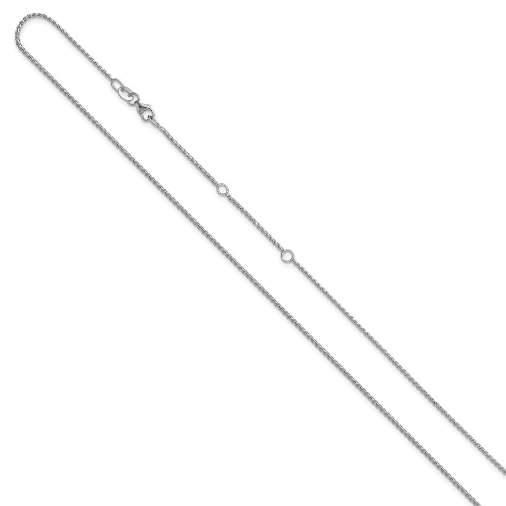 10k White Gold 1.15mm D/C Open Franco 1in+1in Adjustable Chain