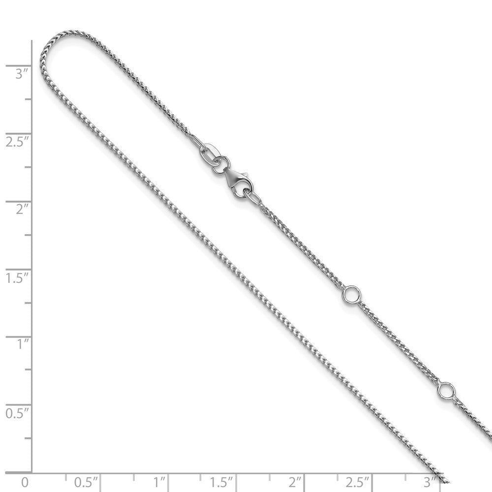 10K White Gold 1.1mm Franco 1in+1in Adjustable Chain