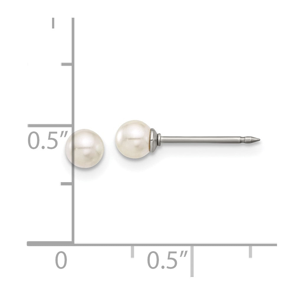Inverness Titanium 4mm Glass Pearl Post Earrings