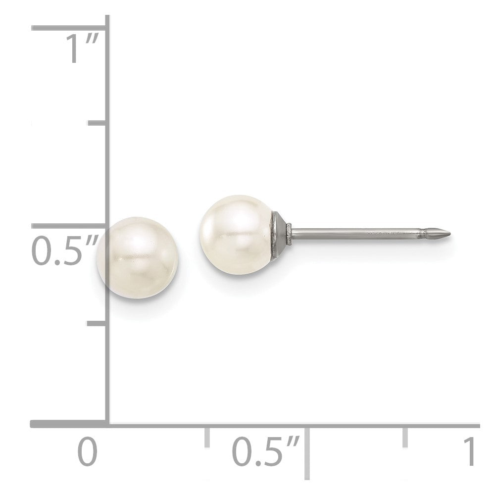 Inverness Titanium 5mm Glass Pearl Post Earrings