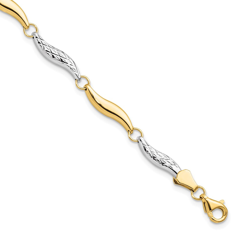 Polished;10K Yellow gold;Fancy lobster;Rhodium;Diamond Cut
