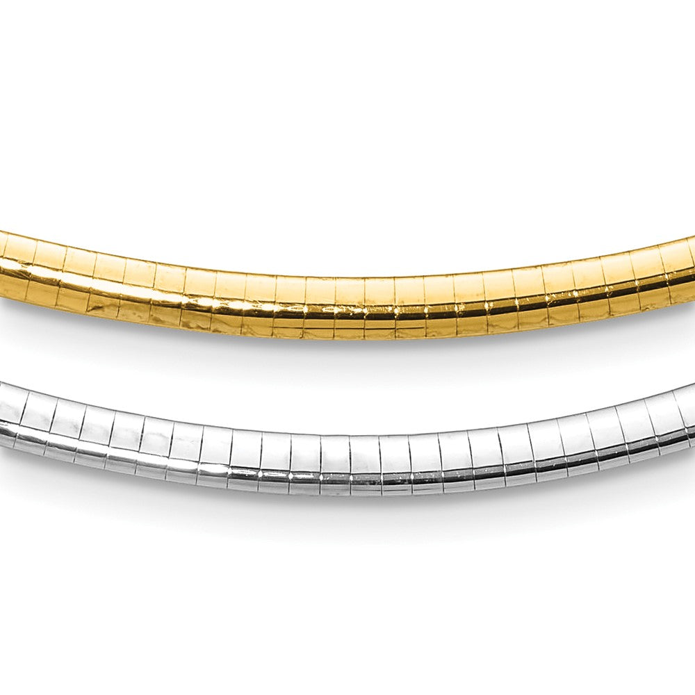 Solid;Polished;10K Two-tone;Reversible;18in chain;Fancy Omega clasp