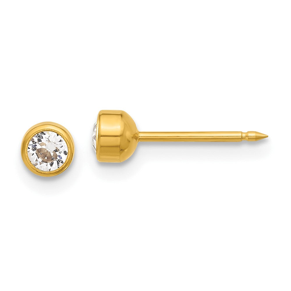 Inverness 14K Polished 4mm Crystal Bezel Post Earrings