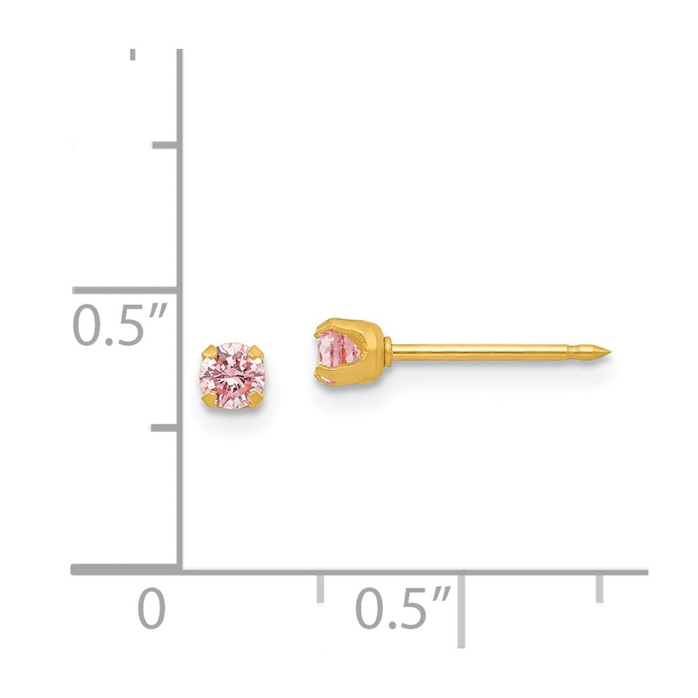 Inverness 14k 3mm Pink CZ Post Earrings