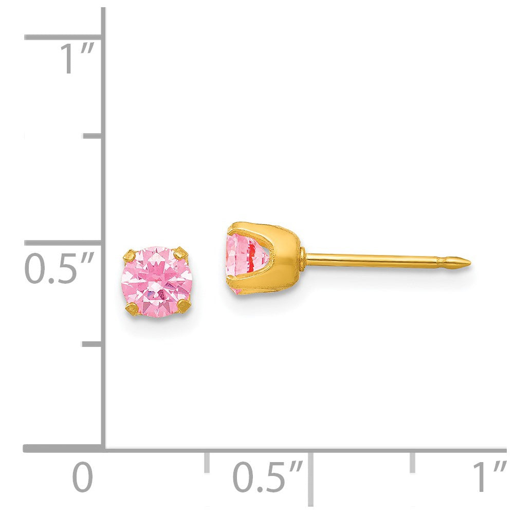 Inverness 14k 5mm Pink CZ Post Earrings