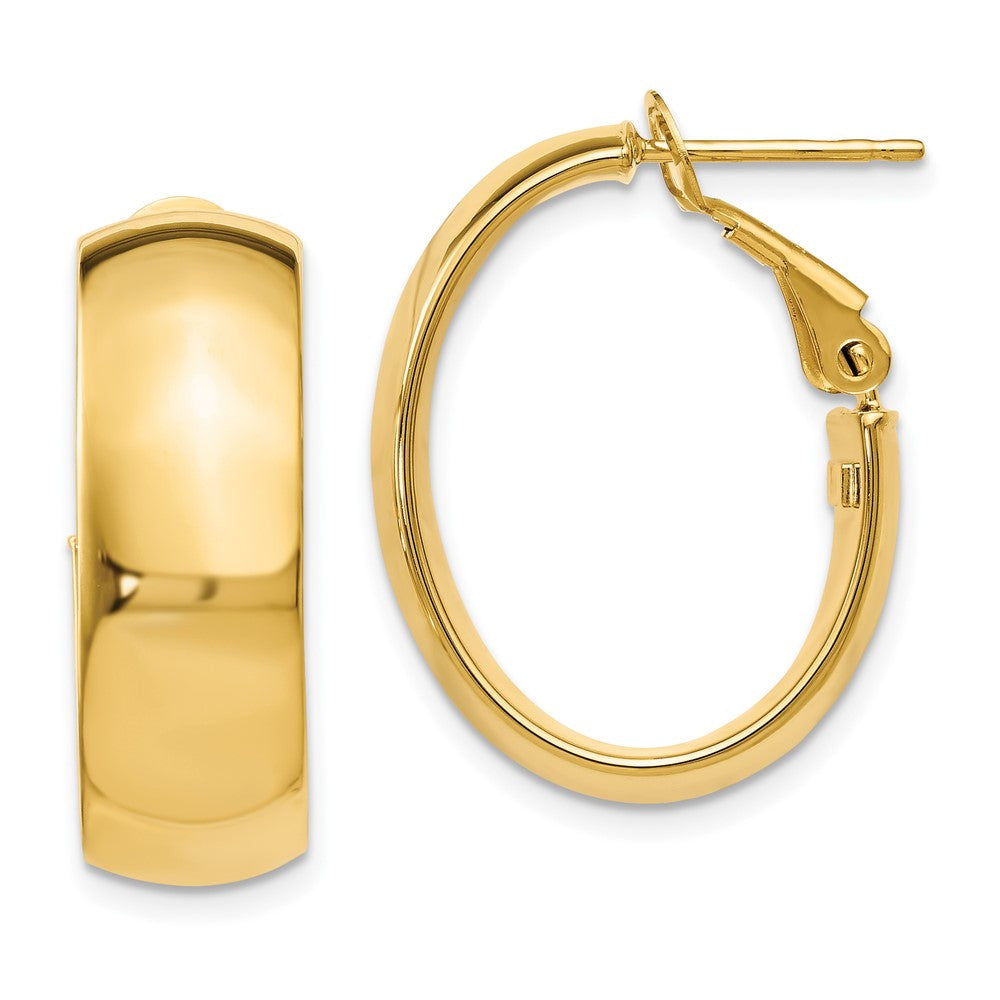 Polished;14k Yellow gold;Hinged hoop