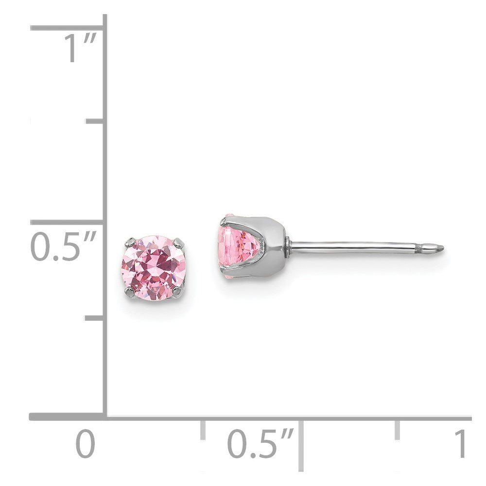Inverness 14k White Gold 5mm Pink CZ Earrings