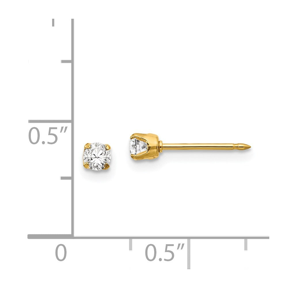 Inverness 14k 3mm CZ Long Post Earrings