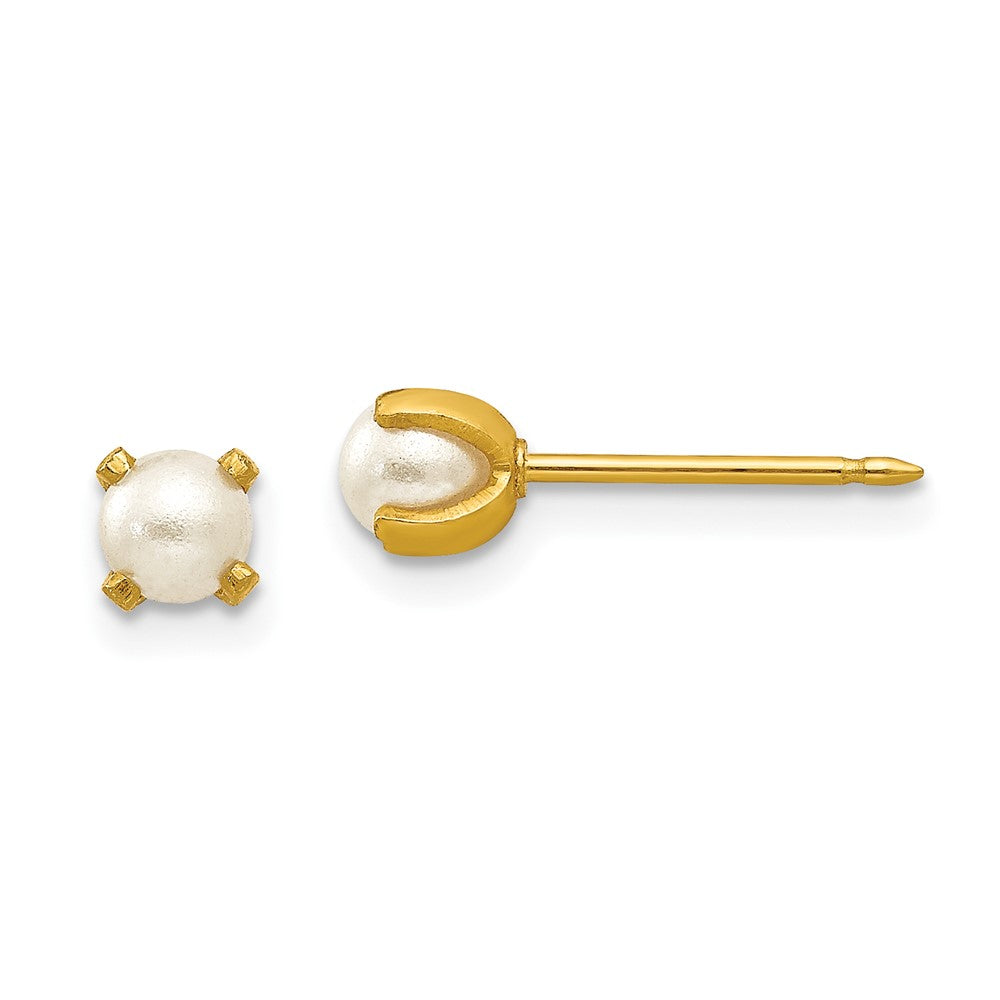 Polished;14k Yellow gold;Post;Simulated