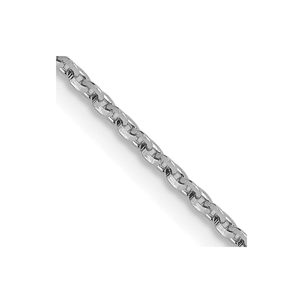 Polished;14K White gold;Lobster;Oval;16in Chain;Diamond Cut
