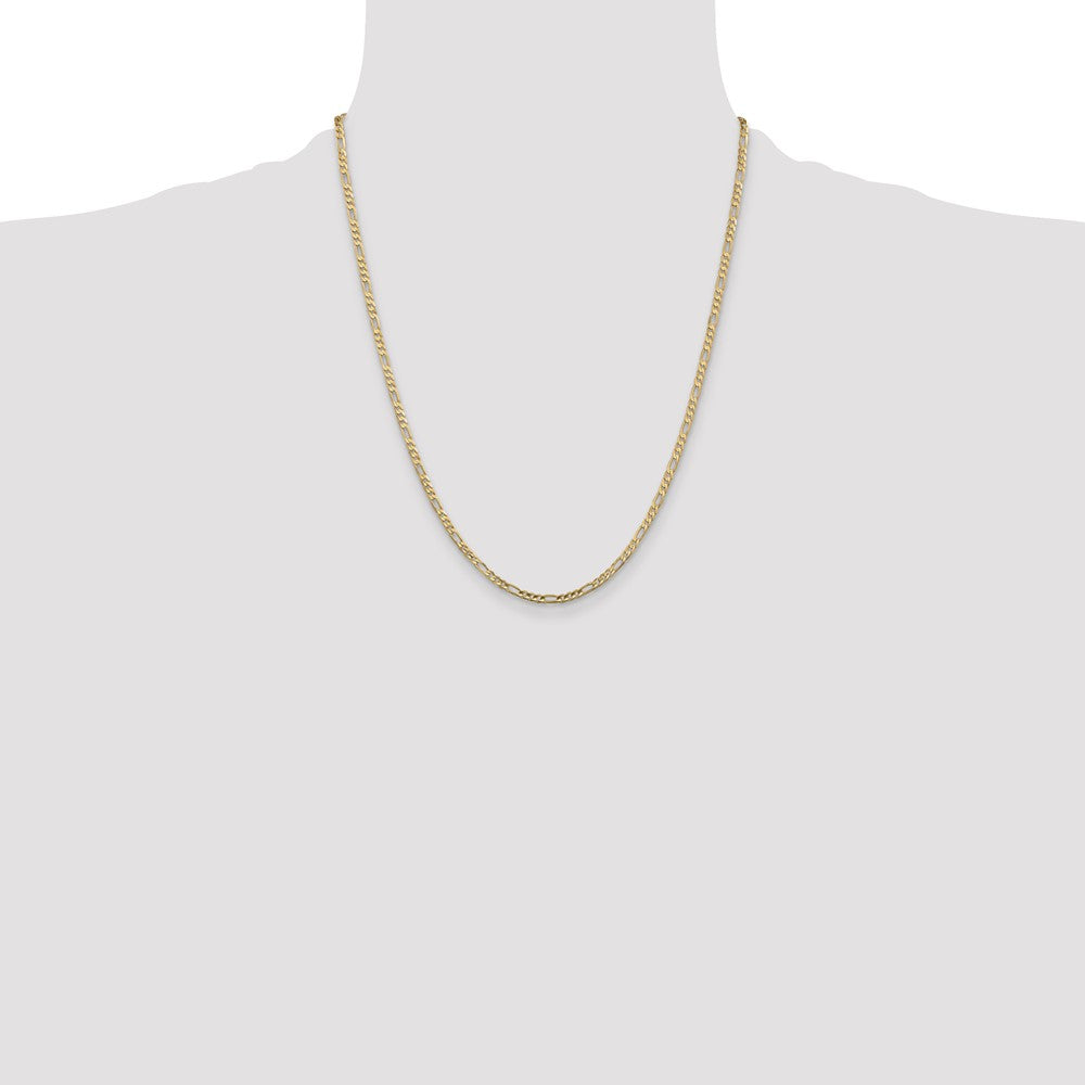 14k 3mm Concave Open Figaro Chain