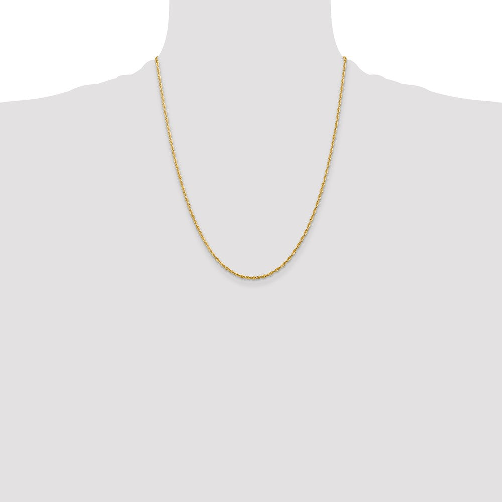 10K 2mm Diamond-Cut Lightweight Rope Chain
