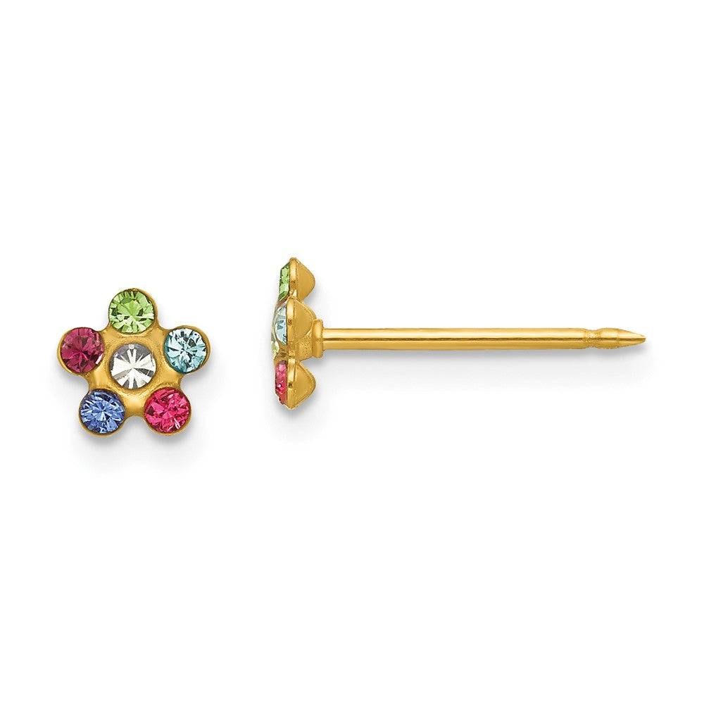 14k Yellow gold;Post;Crystal;Multi-colored