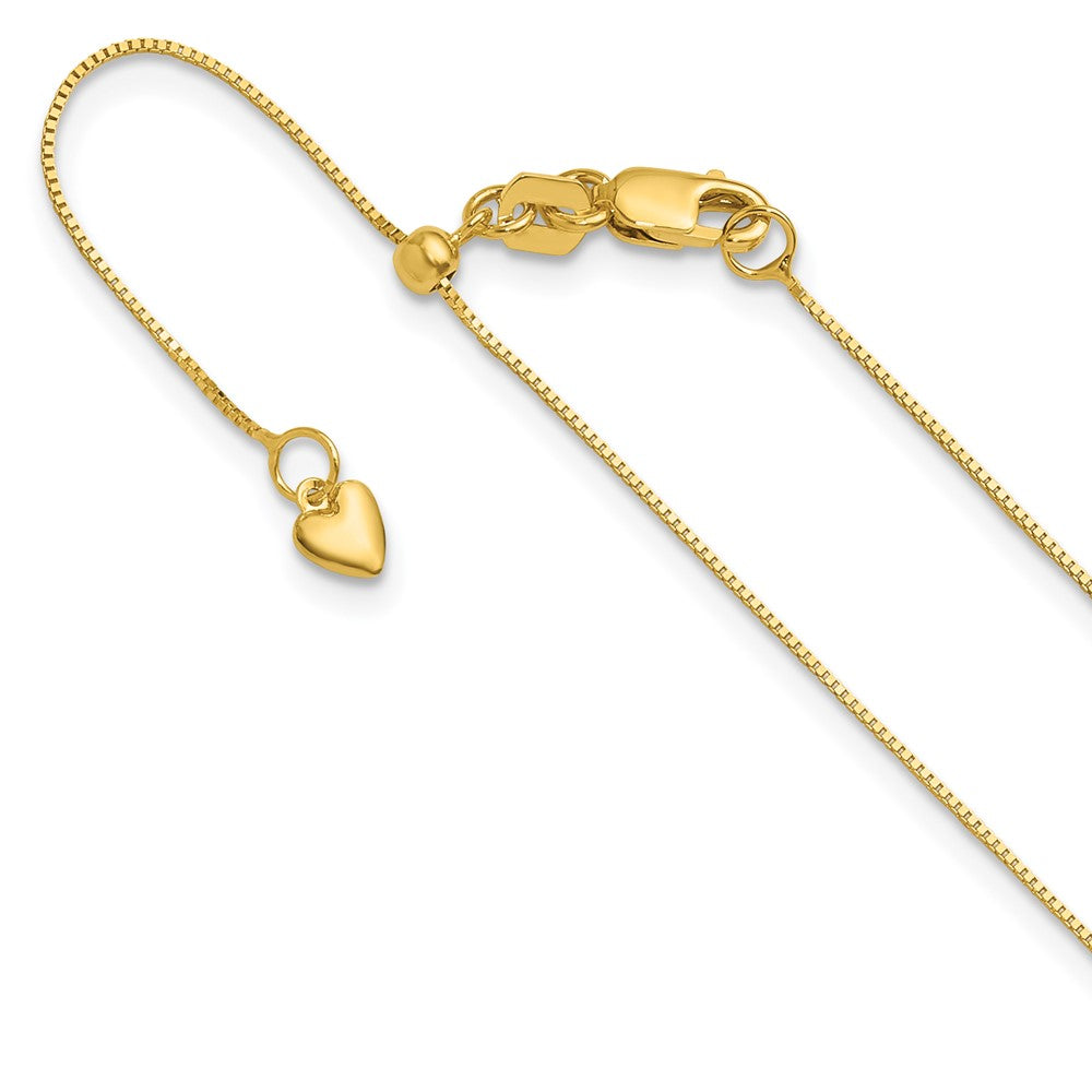 Polished;10K Yellow gold;Lobster;Box chain;Adjustable