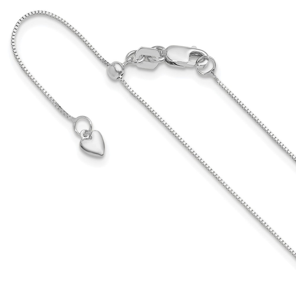 Polished;Lobster;10K White gold;Box chain;Adjustable