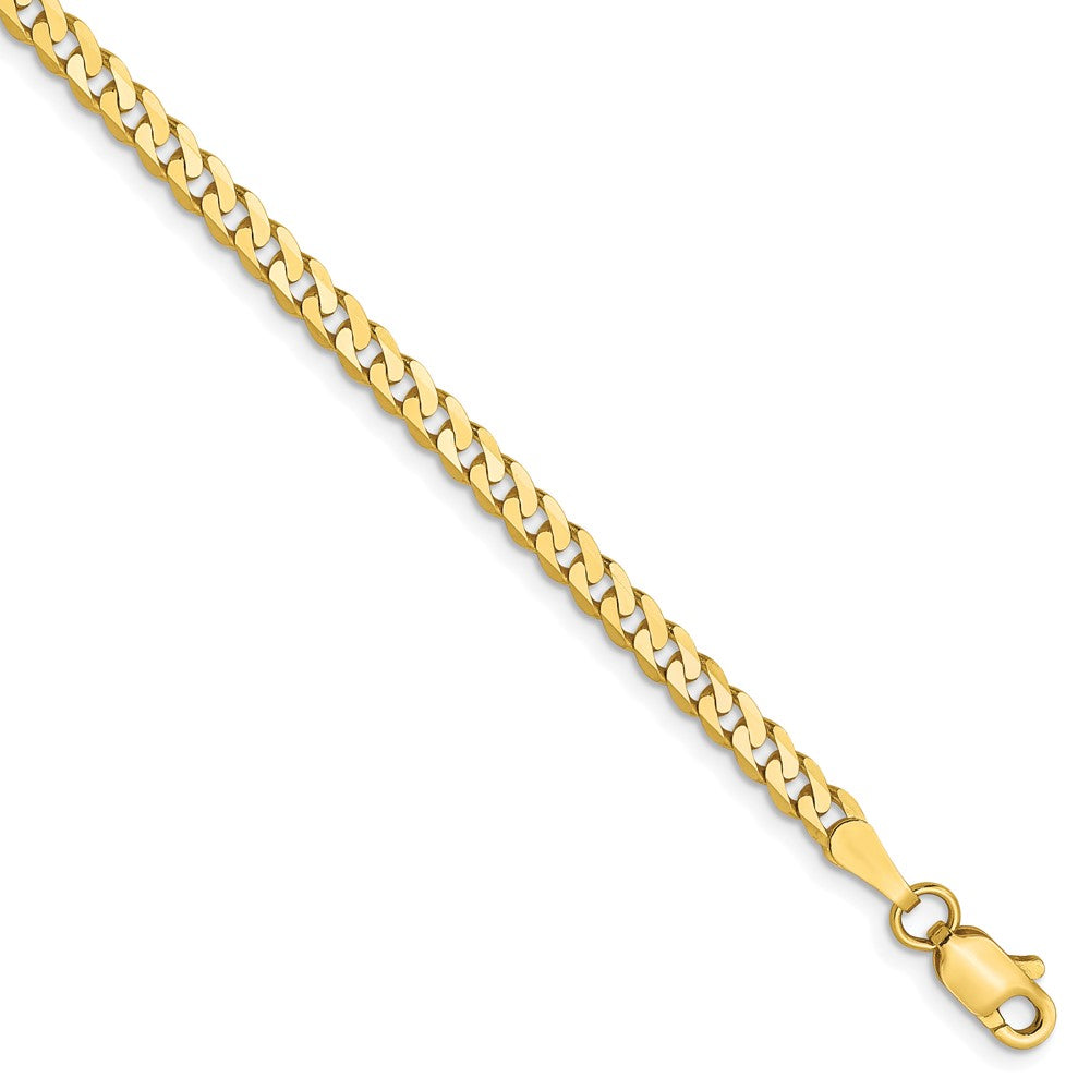 10K Yellow gold;Lobster;Flat;Beveled curb chain