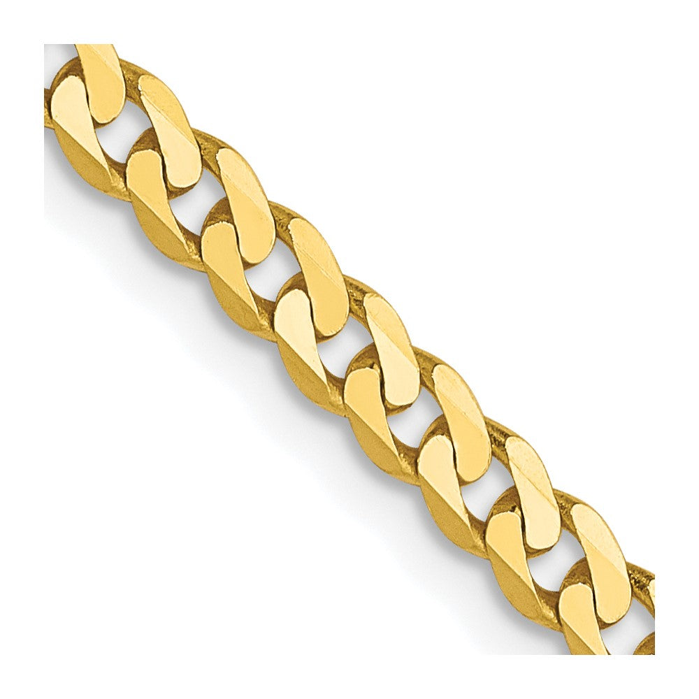 10K Yellow gold;Lobster;Flat;Beveled curb chain