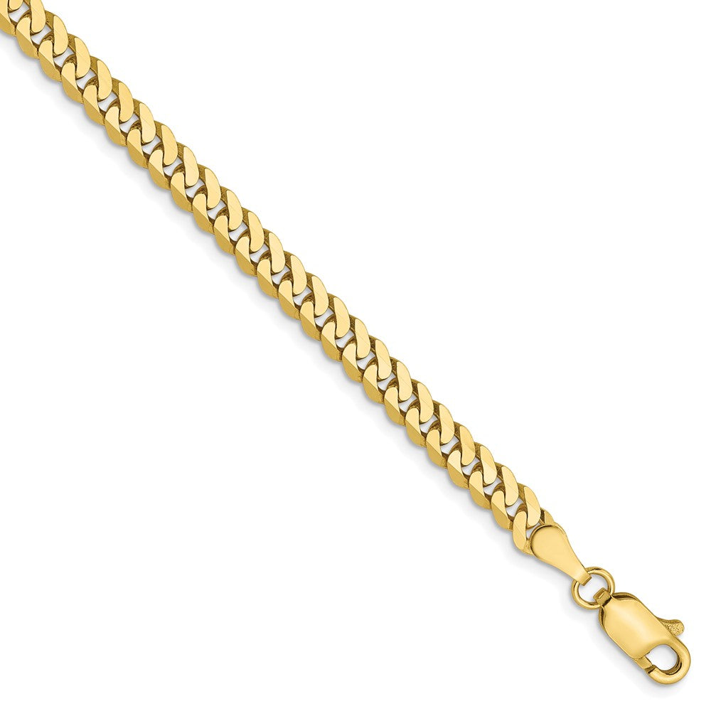10K Yellow gold;Lobster;Flat;Beveled curb chain
