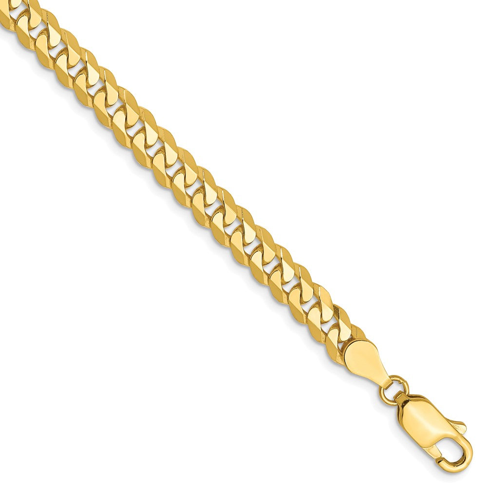 10K Yellow gold;Lobster;Flat;Beveled curb chain