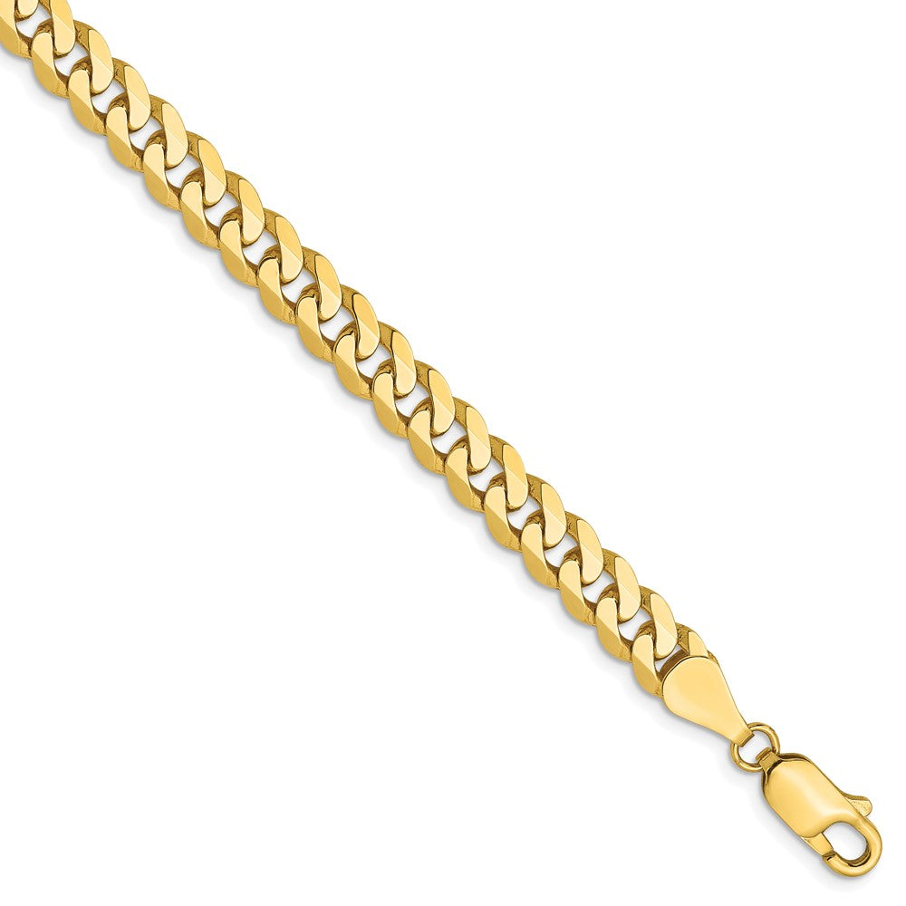 10K Yellow gold;Lobster;Flat;Beveled curb chain