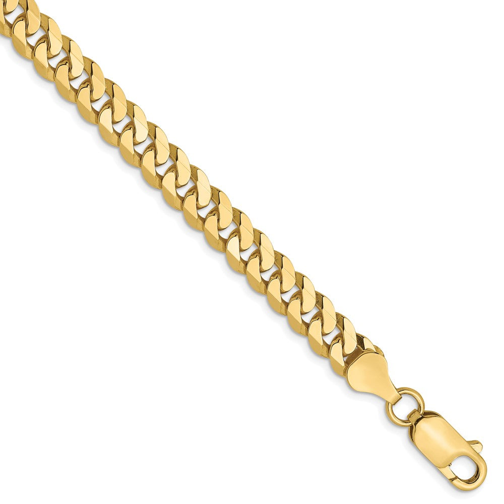10K Yellow gold;Lobster;Flat;Beveled curb chain