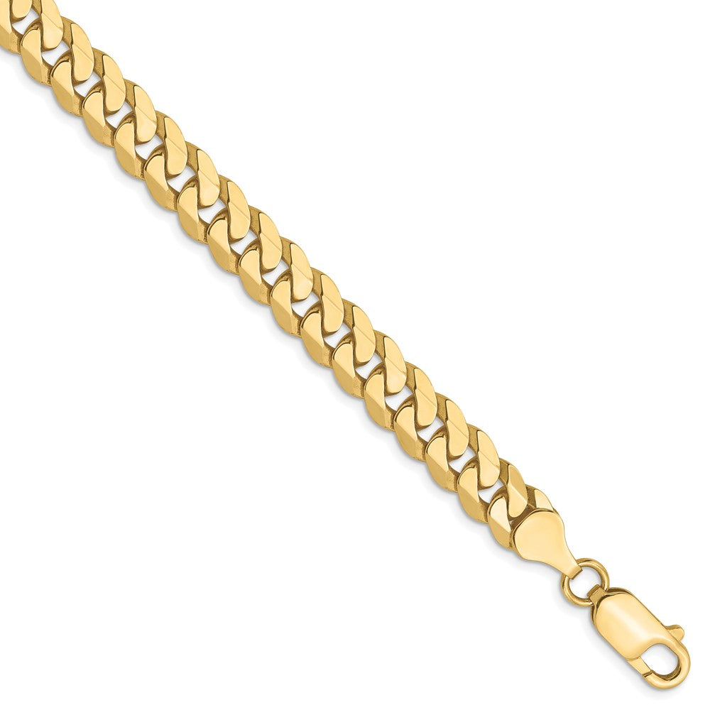 10K Yellow gold;Lobster;Flat;Beveled curb chain