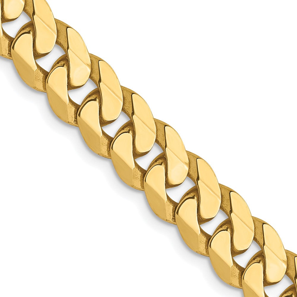 10K Yellow gold;Lobster;Flat;Beveled curb chain