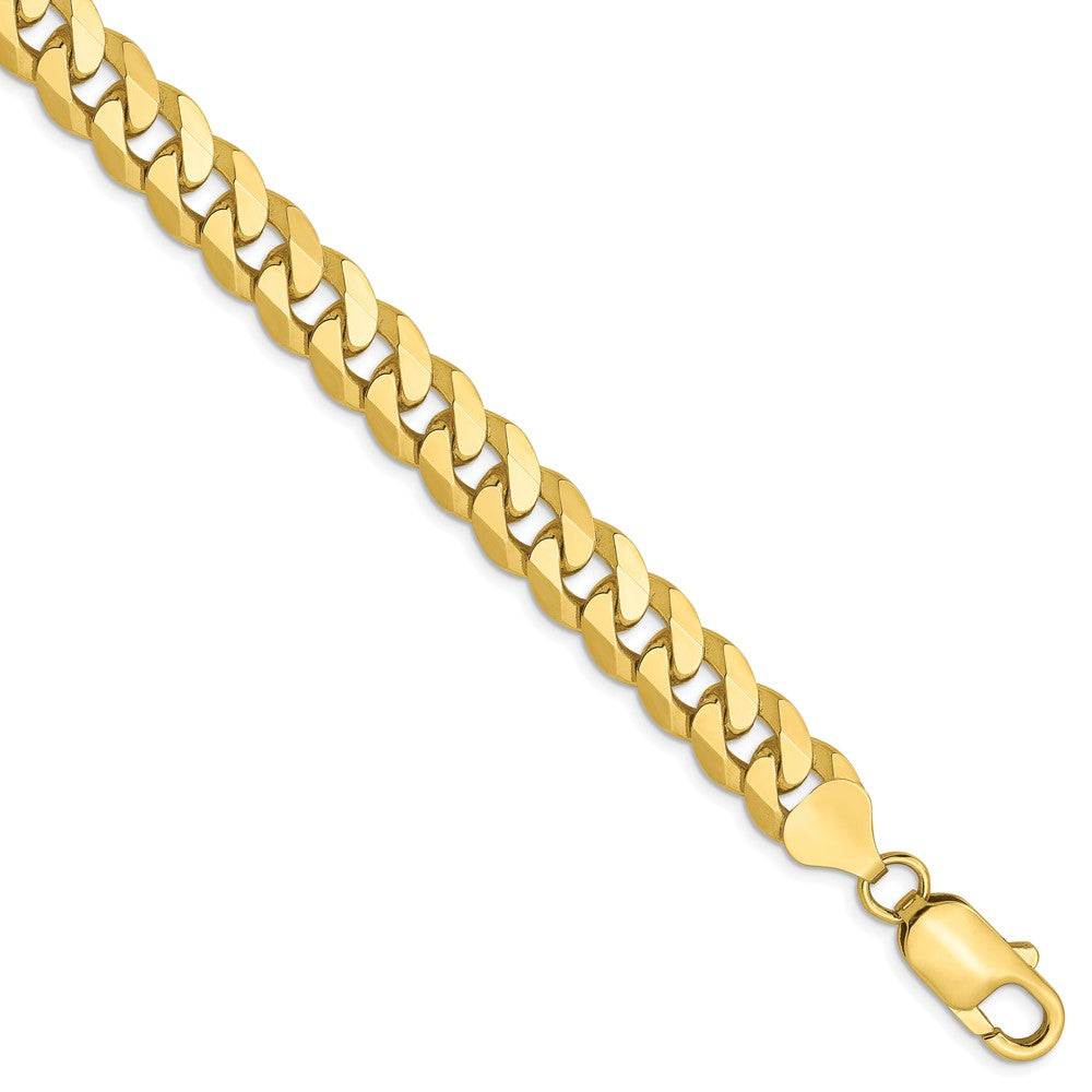 10K Yellow gold;Lobster;Flat;Beveled curb chain