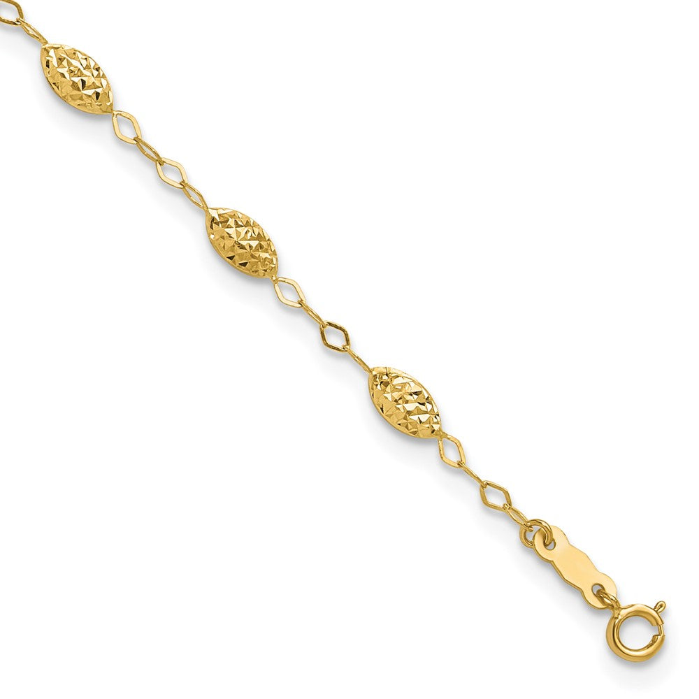 Polished;14k Yellow gold;Hollow;Spring Ring;1in extender;Diamond Cut