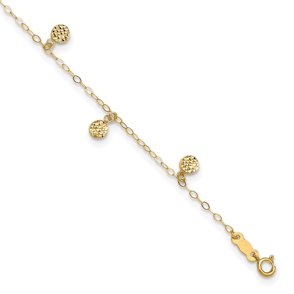 Diamond-cut;Polished;14k Yellow gold;Spring Ring;1in extender