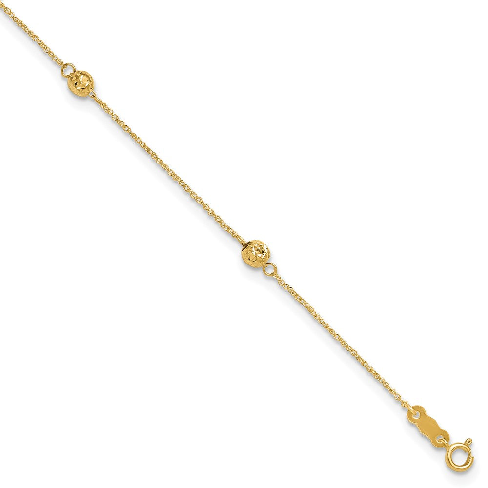 Diamond-cut;Polished;14k Yellow gold;Spring Ring;1in extender