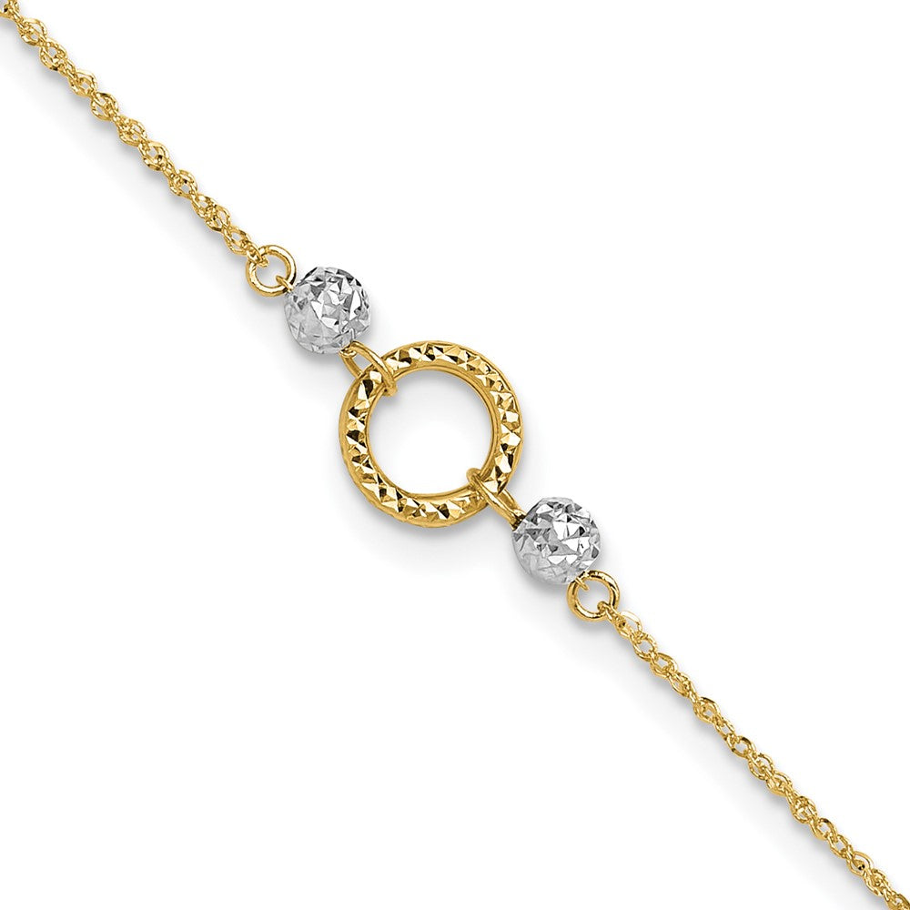 Polished;14K Two-tone;Spring Ring;1in extender;Diamond Cut