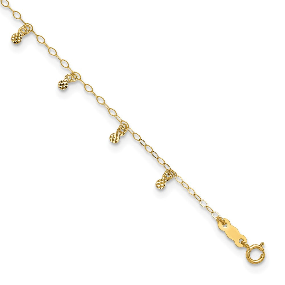 Casted;Diamond-cut;Polished;14k Yellow gold;Spring Ring;1in extender