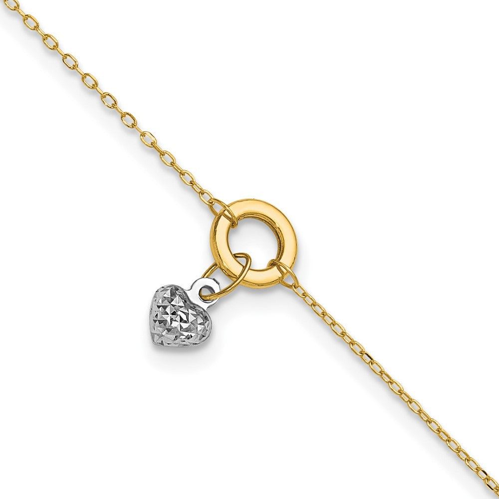 Casted;Diamond-cut;Polished;14K Two-tone;Spring Ring;1in extender