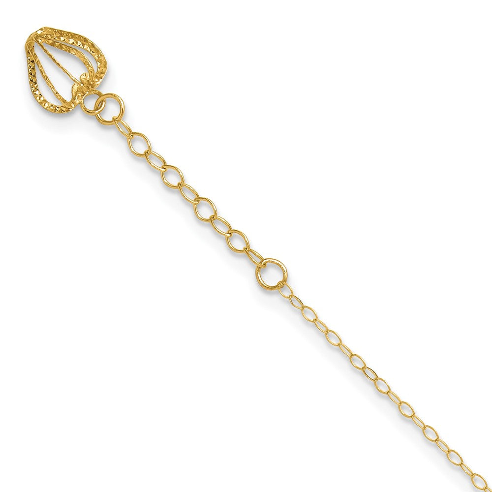 Casted;Diamond-cut;Polished;14k Yellow gold;Spring Ring;1in extender