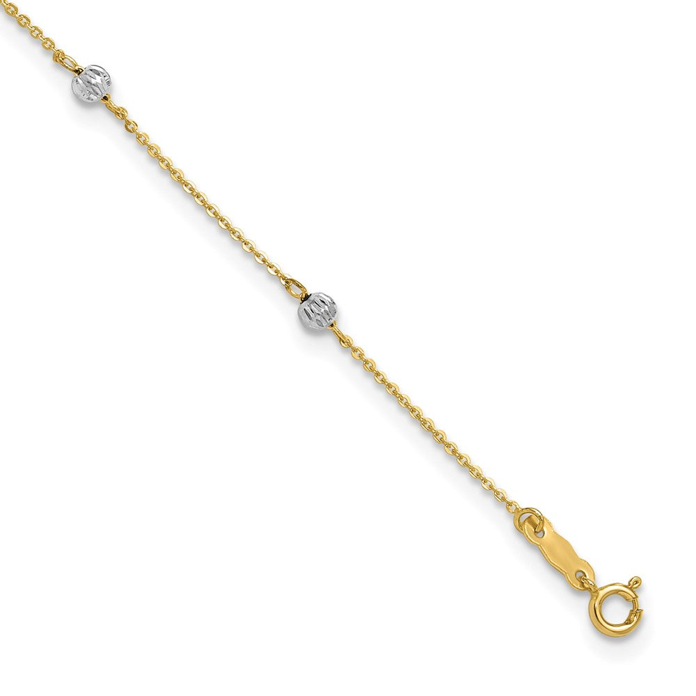 Casted;Diamond-cut;Polished;14K Two-tone;Spring Ring;1in extender