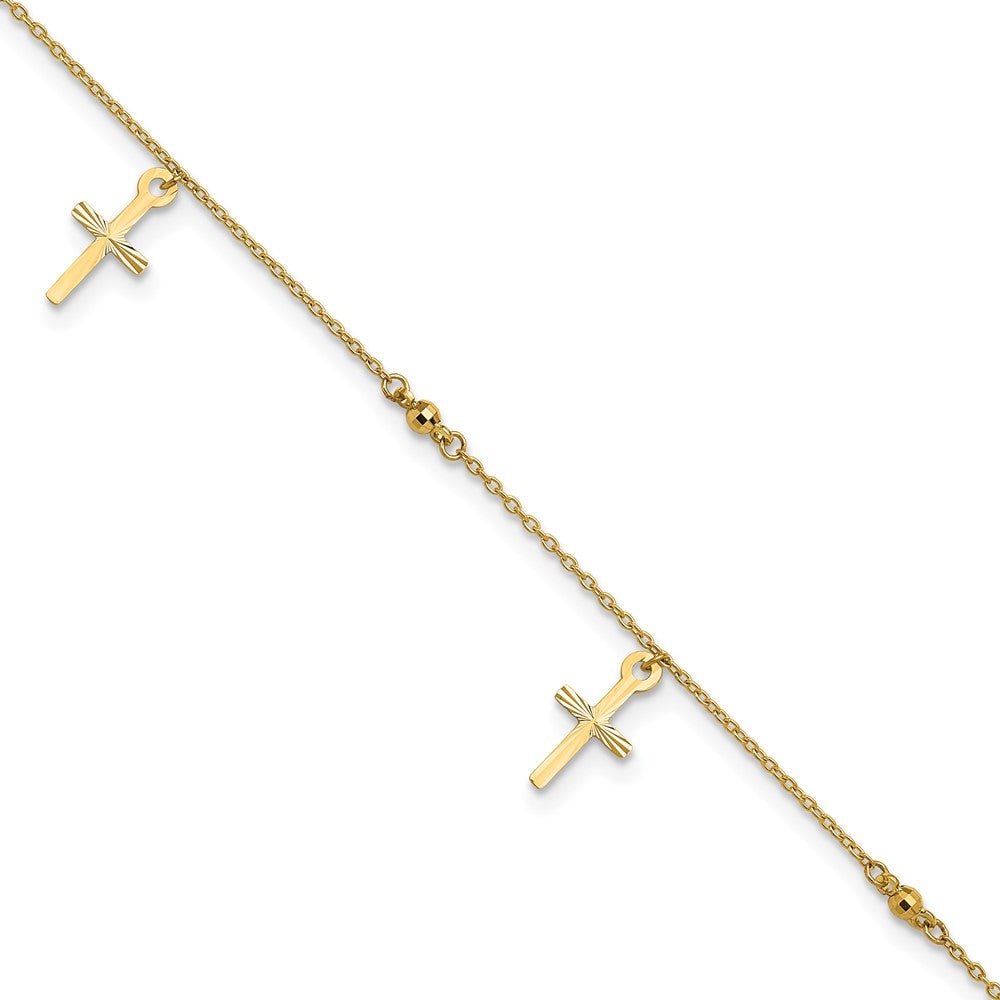 Polished;14k Yellow gold;Spring Ring;1in extender;Diamond Cut